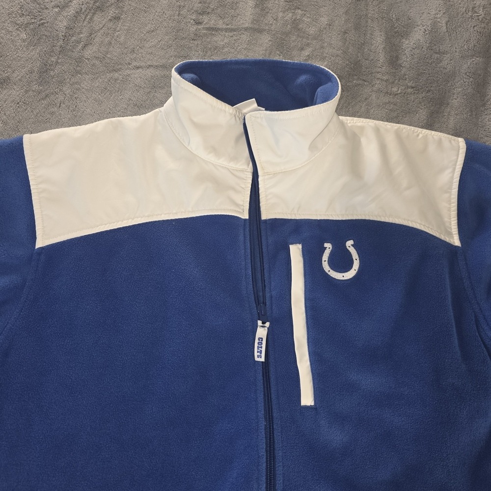 Indianapolis Colts NFL Team Apparel Mens Large Blue White Full Zip Fleece Jacket